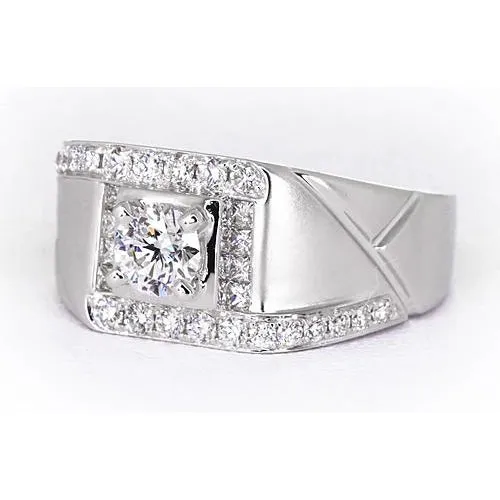 GB 2 Carats Round Natural Earth Mined Diamond Mens Anniversary Ring White Gold 14K Jewelry Rings GB 2 Carats Round Natural Earth Mined Diamond Mens Anniversary Ring White Gold 14K Jewelry Rings