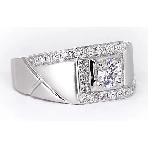 GB 2 Carats Round Natural Earth Mined Diamond Mens Anniversary Ring White Gold 14K Jewelry Rings GB 2 Carats Round Natural Earth Mined Diamond Mens Anniversary Ring White Gold 14K Jewelry Rings