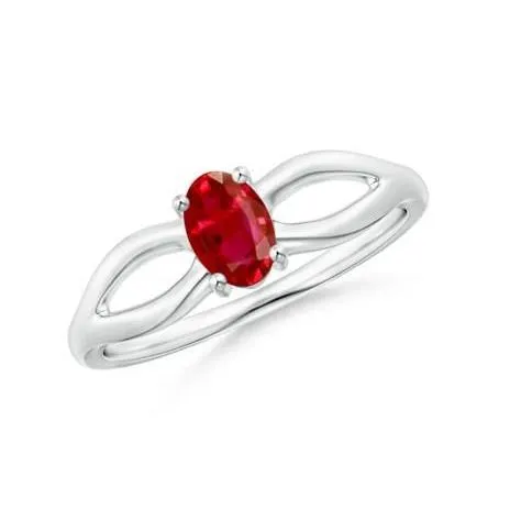 GB 2 Carats Solitaire Prong Set Ruby Wedding Ring White Gold 14K Rings