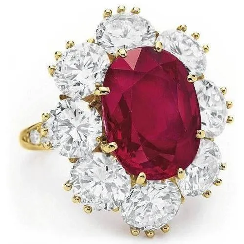 GB 475 Ct Red Sapphire With Natural Earth Mined Diamonds Wedding Ring White Gold 14K Rings GB 475 Ct Red Sapphire With Natural Earth Mined Diamonds Wedding Ring White Gold 14K Rings