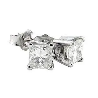 GB Big 6 Carat Princess Natural Earth Mined Diamond Studs Earrings Pair Gold Earrings GB Big 6 Carat Princess Natural Earth Mined Diamond Studs Earrings Pair Gold Earrings
