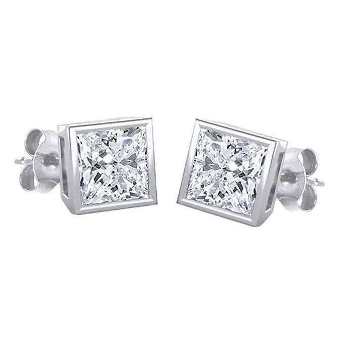 GB Earrings 15 Carat Princess Cut Stud Natural Earth Mined Diamond Earring GB Earrings 15 Carat Princess Cut Stud Natural Earth Mined Diamond Earring