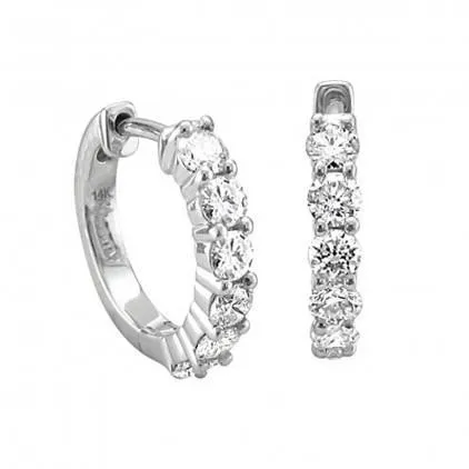 GB Earrings 24 Ct Prong Set Round Natural Earth Mined Diamond Hoop Earring
