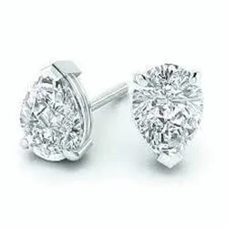 GB Earrings 2 Carats Pear Cut Natural Earth Mined Diamond Studs Earring White Gold Women Jewelry
