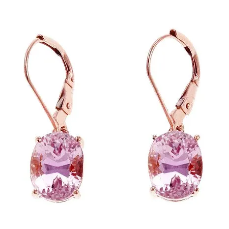 GB Earrings 29 Ct Prong Set Pink Kunzite Dangle Earrings 14K Rose Gold