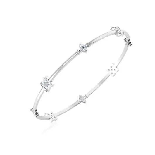 GB Earrings 360 Ct Round Natural Earth Mined Diamond Women Bangle 14K White Gold