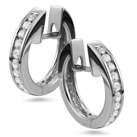 GB Earrings 385 Ct Round Brilliant Cut Natural Earth Mined Diamonds Gold White Ladies Hoop Earrings