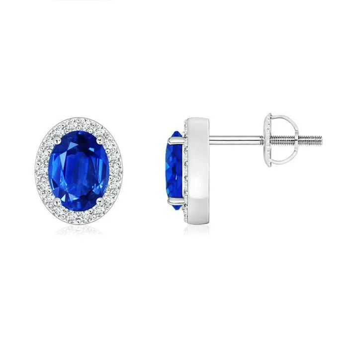 GB Earrings Ceylon Blue Sapphire Stud Natural Earth Mined Diamond Earring Gold 14K 340 Carats GB Earrings Ceylon Blue Sapphire Stud Natural Earth Mined Diamond Earring Gold 14K 340 Carats