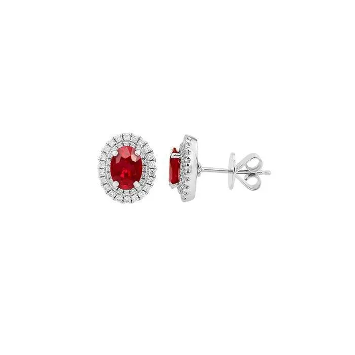 GB Earrings Prong Set 5 Carats Ruby Natural Earth Mined Diamond Lady Stud Halo Earrings GB Earrings Prong Set 5 Carats Ruby Natural Earth Mined Diamond Lady Stud Halo Earrings