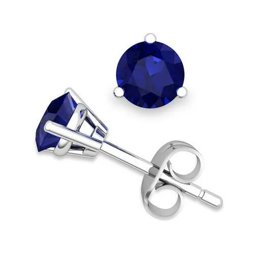 GB Earrings Round Cut Prong Set 3 Cts Sri Lanka Sapphire Studs Earrings White Gold GB Earrings Round Cut Prong Set 3 Cts Sri Lanka Sapphire Studs Earrings White Gold