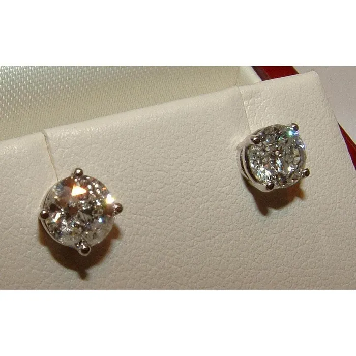 GB Earrings Stud Earrings Natural Earth Mined Diamond 4 Carats Round Brilliant Gorgeous Big Platinum