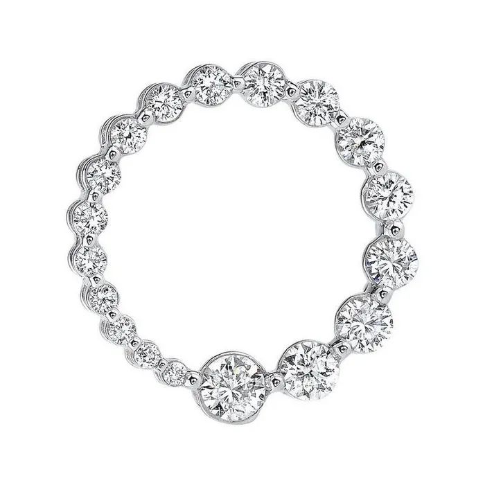 GB Necklaces 2 Carats Natural Earth Mined Diamonds Circle Pendant White Gold 14K