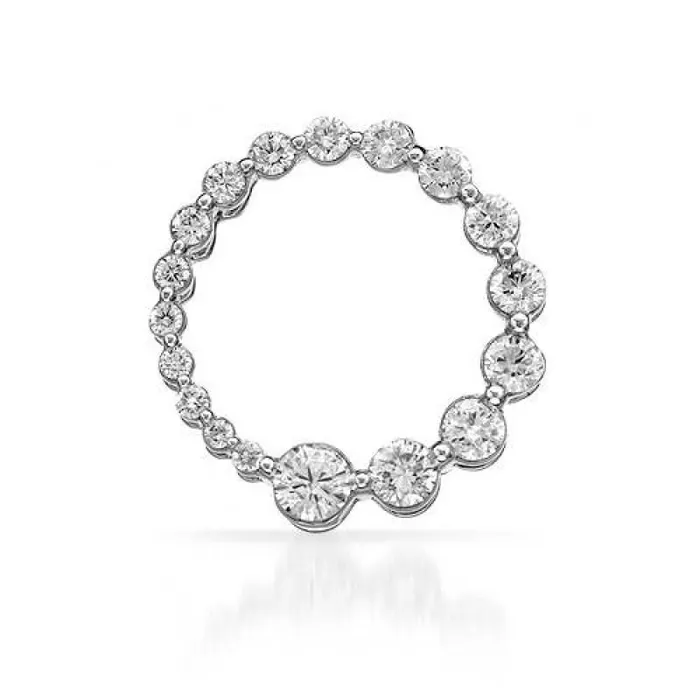 GB Necklaces 2 Carats Natural Earth Mined Diamonds Circle Pendant White Gold 14K