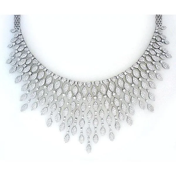 GB Necklaces Round Cut 40 Ct Small Natural Earth Mined Diamonds Lady Necklace 14K White Gold New GB Necklaces Round Cut 40 Ct Small Natural Earth Mined Diamonds Lady Necklace 14K White Gold New