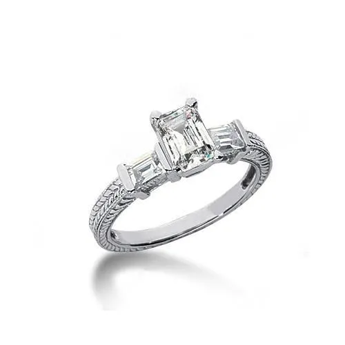 GB Rings 2 Carat Emerald Natural Earth Mined Diamonds 3 Stone Engagement Ring GB Rings 2 Carat Emerald Natural Earth Mined Diamonds 3 Stone Engagement Ring