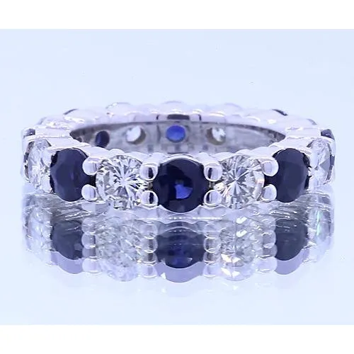 GB Rings 480 Carats Round Eternity Band Jewelry Blue Sapphire White Gold 14K GB Rings 480 Carats Round Eternity Band Jewelry Blue Sapphire White Gold 14K