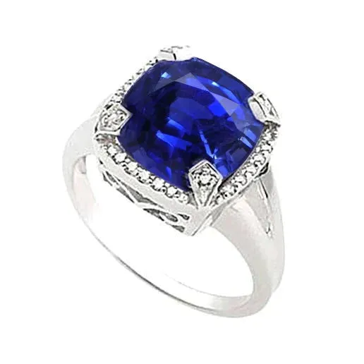 GB Rings Cushion Sapphire 7 Carat Engagement Ring