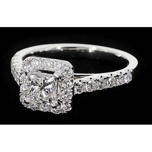 GB Rings Princess Cut Natural Earth Mined Diamond Halo Setting Engagement Ring 2 Carats GB Rings Princess Cut Natural Earth Mined Diamond Halo Setting Engagement Ring 2 Carats