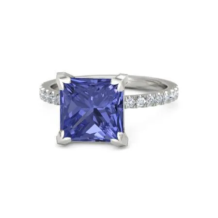 GB Rings Prong Set Tanzanite And Natural Earth Mined Diamonds 380 Carats Ring White Gold 14K GB Rings Prong Set Tanzanite And Natural Earth Mined Diamonds 380 Carats Ring White Gold 14K