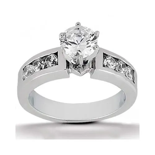 GB Rings Round Natural Earth Mined Diamond White Gold Engagement Women Ring 161 Ct With Accents GB Rings Round Natural Earth Mined Diamond White Gold Engagement Women Ring 161 Ct With Accents