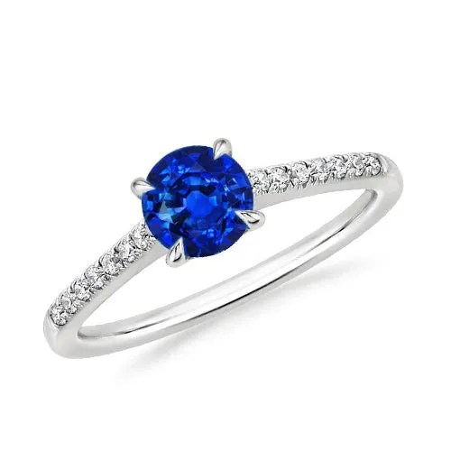 GB Rings Round Sri Lanka Sapphire Ring Natural Earth Mined Diamond Jewelry White Gold 14K GB Rings Round Sri Lanka Sapphire Ring Natural Earth Mined Diamond Jewelry White Gold 14K