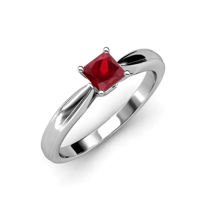 GB Rings Solitaire Ruby Ring 1 Carats White Gold 14K