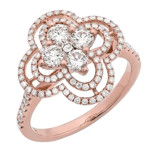 GB Rings Sparkling Round Natural Earth Mined Diamond Women Engagement Ring 107 Carat Rose Gold 18K GB Rings Sparkling Round Natural Earth Mined Diamond Women Engagement Ring 107 Carat Rose Gold 18K