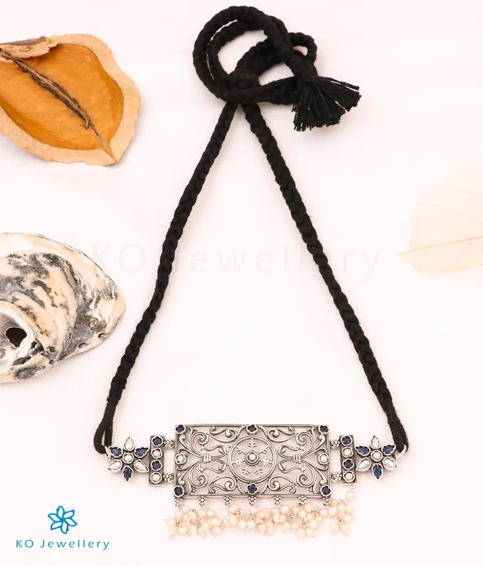 Gemstone Necklaces The Adya Silver Choker Necklace