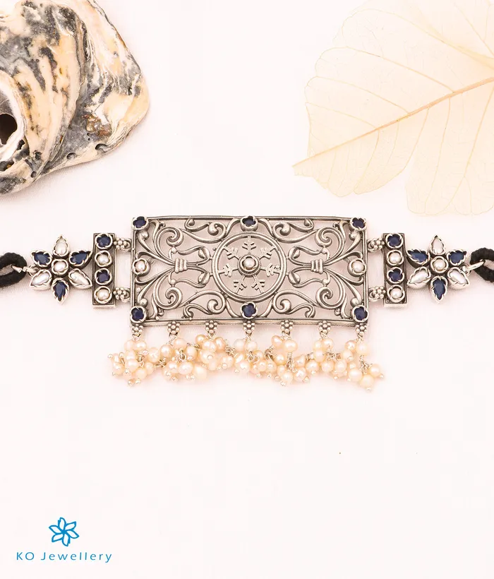 Gemstone Necklaces The Adya Silver Choker Necklace
