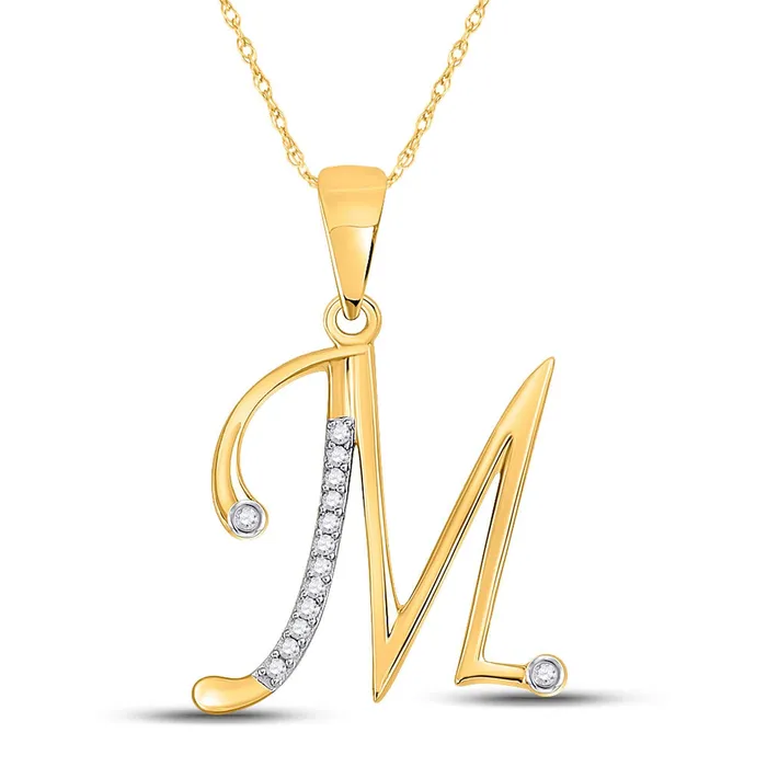 GND Necklaces GND 10kt Yellow Gold Womens Round Diamond M Initial Letter Pendant 120 Cttw GND Necklaces GND 10kt Yellow Gold Womens Round Diamond M Initial Letter Pendant 120 Cttw
