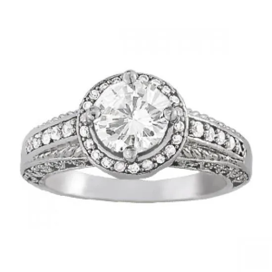 Halo Natural Earth Mined Diamond Engagement Ring Vintage Style 150 Carats White Gold 14K GB Rings Halo Natural Earth Mined Diamond Engagement Ring Vintage Style 150 Carats White Gold 14K GB Rings