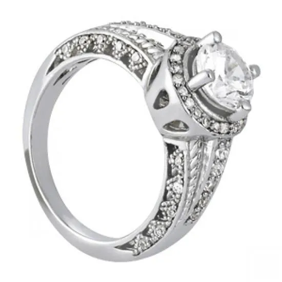 Halo Natural Earth Mined Diamond Engagement Ring Vintage Style 150 Carats White Gold 14K GB Rings