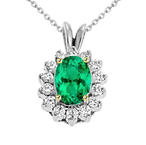 Halo Oval Green Emerald Necklace With Diamonds Prong Set HarryChadEntcom Necklaces Halo Oval Green Emerald Necklace With Diamonds Prong Set HarryChadEntcom Necklaces