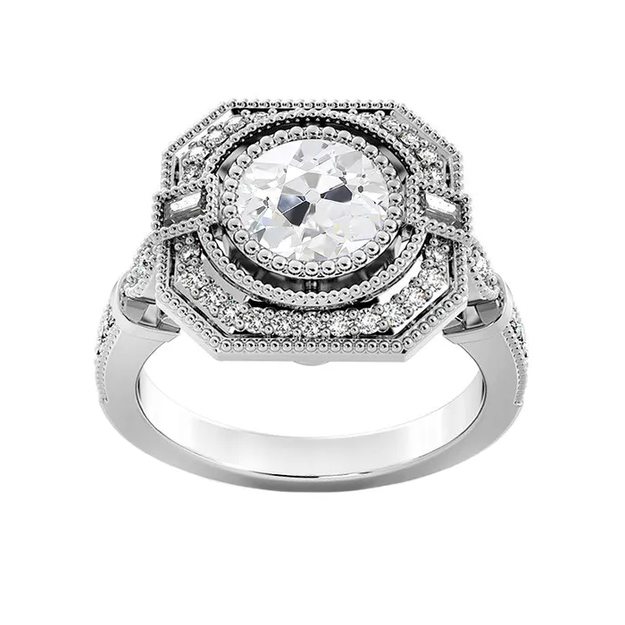 Halo Ring Baguette Round Old Mine Cut Real Natural Earth Mined Diamonds 375 Carats Milgrain HarryChadEntcom Rings Halo Ring Baguette Round Old Mine Cut Real Natural Earth Mined Diamonds 375 Carats Milgrain HarryChadEntcom Rings