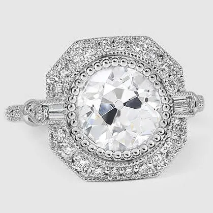 Halo Ring Baguette Round Old Mine Cut Real Natural Earth Mined Diamonds 375 Carats Milgrain HarryChadEntcom Rings Halo Ring Baguette Round Old Mine Cut Real Natural Earth Mined Diamonds 375 Carats Milgrain HarryChadEntcom Rings