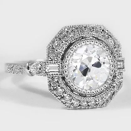 Halo Ring Baguette Round Old Mine Cut Real Natural Earth Mined Diamonds 375 Carats Milgrain HarryChadEntcom Rings Halo Ring Baguette Round Old Mine Cut Real Natural Earth Mined Diamonds 375 Carats Milgrain HarryChadEntcom Rings