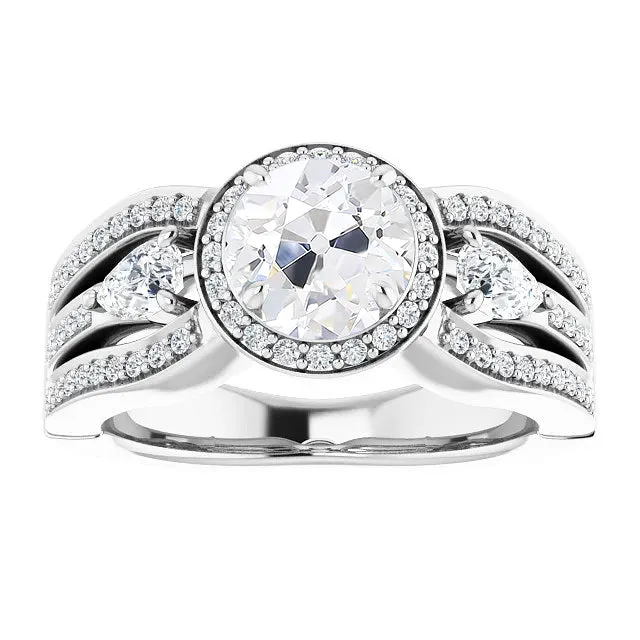 Halo Ring Pear Round Old Cut Natural Earth Mined Diamond TripleRow Accents 550 Carats HarryChadEntcom Rings Halo Ring Pear Round Old Cut Natural Earth Mined Diamond TripleRow Accents 550 Carats HarryChadEntcom Rings