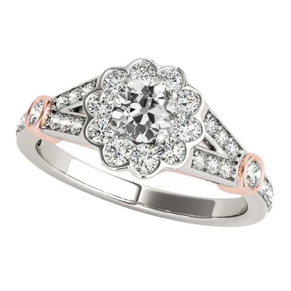 Halo Ring Round Old Cut Natural Earth Mined Diamond Split Flower Style 425 Carats HarryChadEntcom Rings Halo Ring Round Old Cut Natural Earth Mined Diamond Split Flower Style 425 Carats HarryChadEntcom Rings