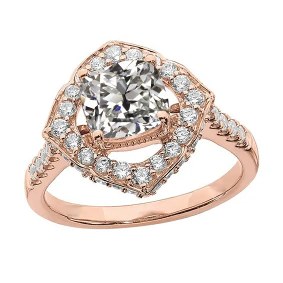 Halo Wedding Ring Cushion Old Mine Cut Natural Earth Mined Diamond Kite Style 4 Carats HarryChadEntcom Rings Halo Wedding Ring Cushion Old Mine Cut Natural Earth Mined Diamond Kite Style 4 Carats HarryChadEntcom Rings