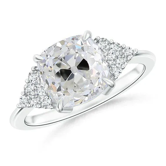 HarryChadEntcom Cushion Natural Earth Mined Diamond Eagle Claws Ring Old European White Gold Prong Setting Rings HarryChadEntcom Cushion Natural Earth Mined Diamond Eagle Claws Ring Old European White Gold Prong Setting Rings