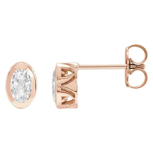 HarryChadEntcom Earrings Natural Diamond Rose Gold Solitaire Studs 3 Ct Oval Old Miner Earrings HarryChadEntcom Earrings Natural Diamond Rose Gold Solitaire Studs 3 Ct Oval Old Miner Earrings