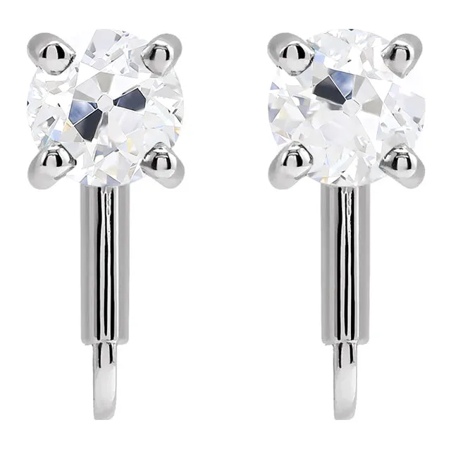 HarryChadEntcom Earrings Solitaire Drop Earrings 6 Carats Round Old Cut Mined Diamond White Gold