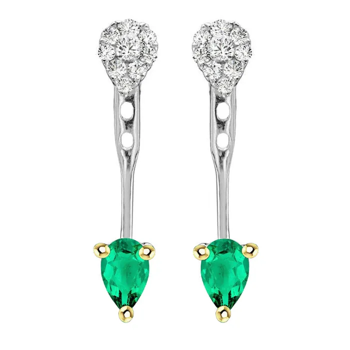 HarryChadEntcom Earrings Unique Green Emerald Drop Earrings With Round Diamonds HarryChadEntcom Earrings Unique Green Emerald Drop Earrings With Round Diamonds