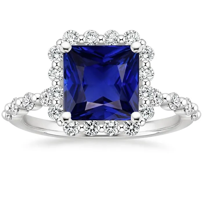 HarryChadEntcom Gold Natural Earth Mined Diamond Ring Halo Flower Style Princess Blue Sapphire 625 Carats Rings HarryChadEntcom Gold Natural Earth Mined Diamond Ring Halo Flower Style Princess Blue Sapphire 625 Carats Rings