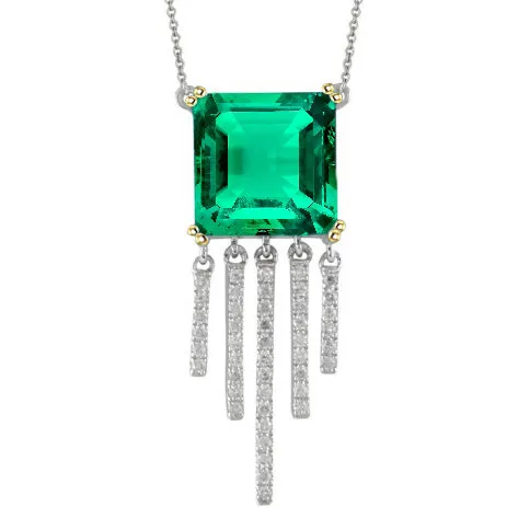 HarryChadEntcom Necklaces Chandelier Style Green Emerald With Diamonds Pendant HarryChadEntcom Necklaces Chandelier Style Green Emerald With Diamonds Pendant