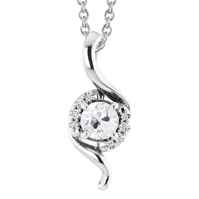 HarryChadEntcom Necklaces Gold 14K Natural Earth Mined Diamond Pendant Round Old Cut 2 Carats Twisted Style HarryChadEntcom Necklaces Gold 14K Natural Earth Mined Diamond Pendant Round Old Cut 2 Carats Twisted Style