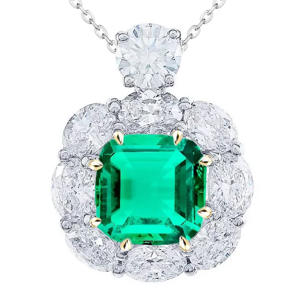 HarryChadEntcom Necklaces Huge Asscher Green Emerald Pendant Halo Diamond Jewelry HarryChadEntcom Necklaces Huge Asscher Green Emerald Pendant Halo Diamond Jewelry