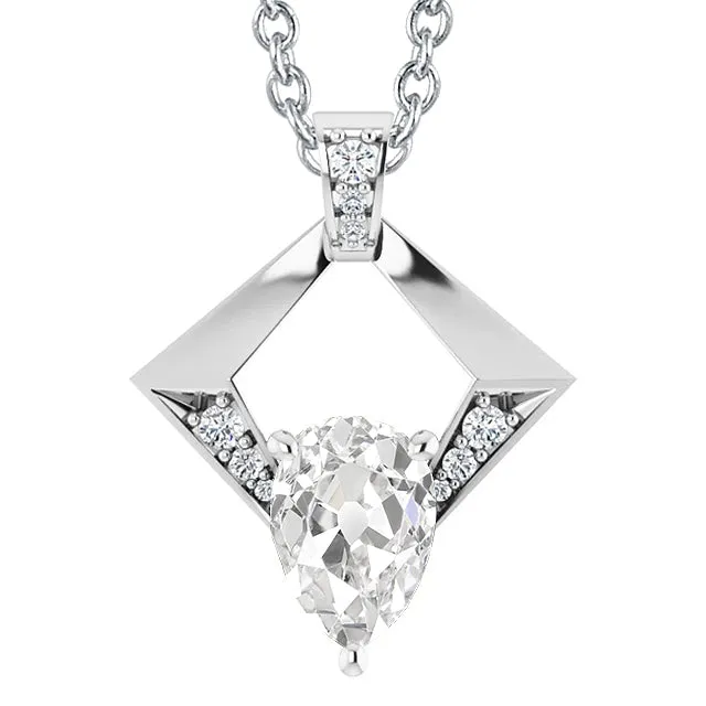 HarryChadEntcom Necklaces Pear Old Mine Cut Genuine Natural Earth Mined Diamond Pendant 350 Carats White Gold Jewelry HarryChadEntcom Necklaces Pear Old Mine Cut Genuine Natural Earth Mined Diamond Pendant 350 Carats White Gold Jewelry