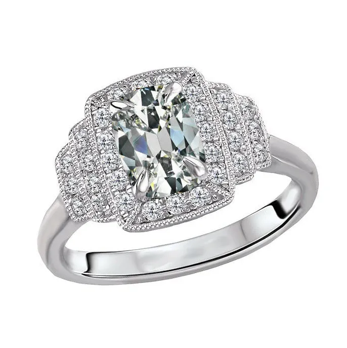 HarryChadEntcom Rings 4 Carats Cushion Old Miner Real Diamond Halo Anniversary Ring With Steps HarryChadEntcom Rings 4 Carats Cushion Old Miner Real Diamond Halo Anniversary Ring With Steps