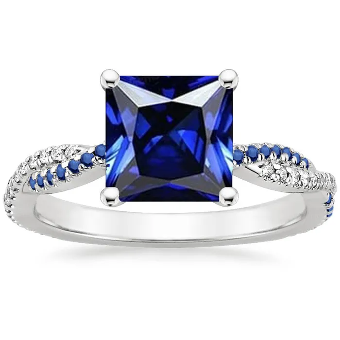 HarryChadEntcom Rings Ceylon Sapphire Engagement Ring With Round Accents 6 Carats White Gold HarryChadEntcom Rings Ceylon Sapphire Engagement Ring With Round Accents 6 Carats White Gold
